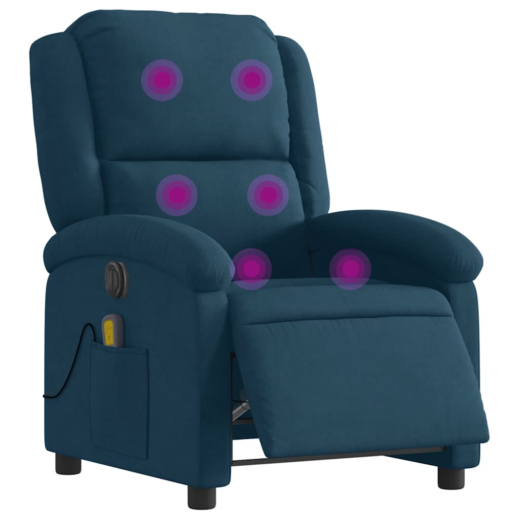 massagestol velour blå