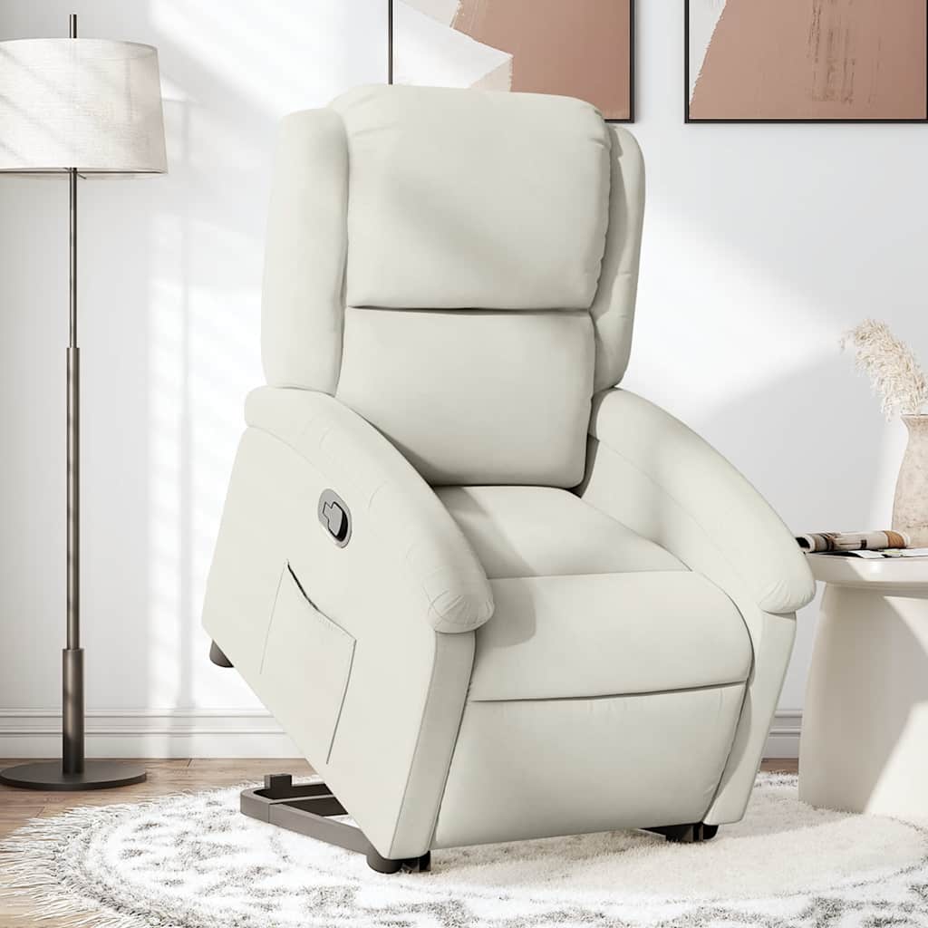 løftestol velour cremefarvet