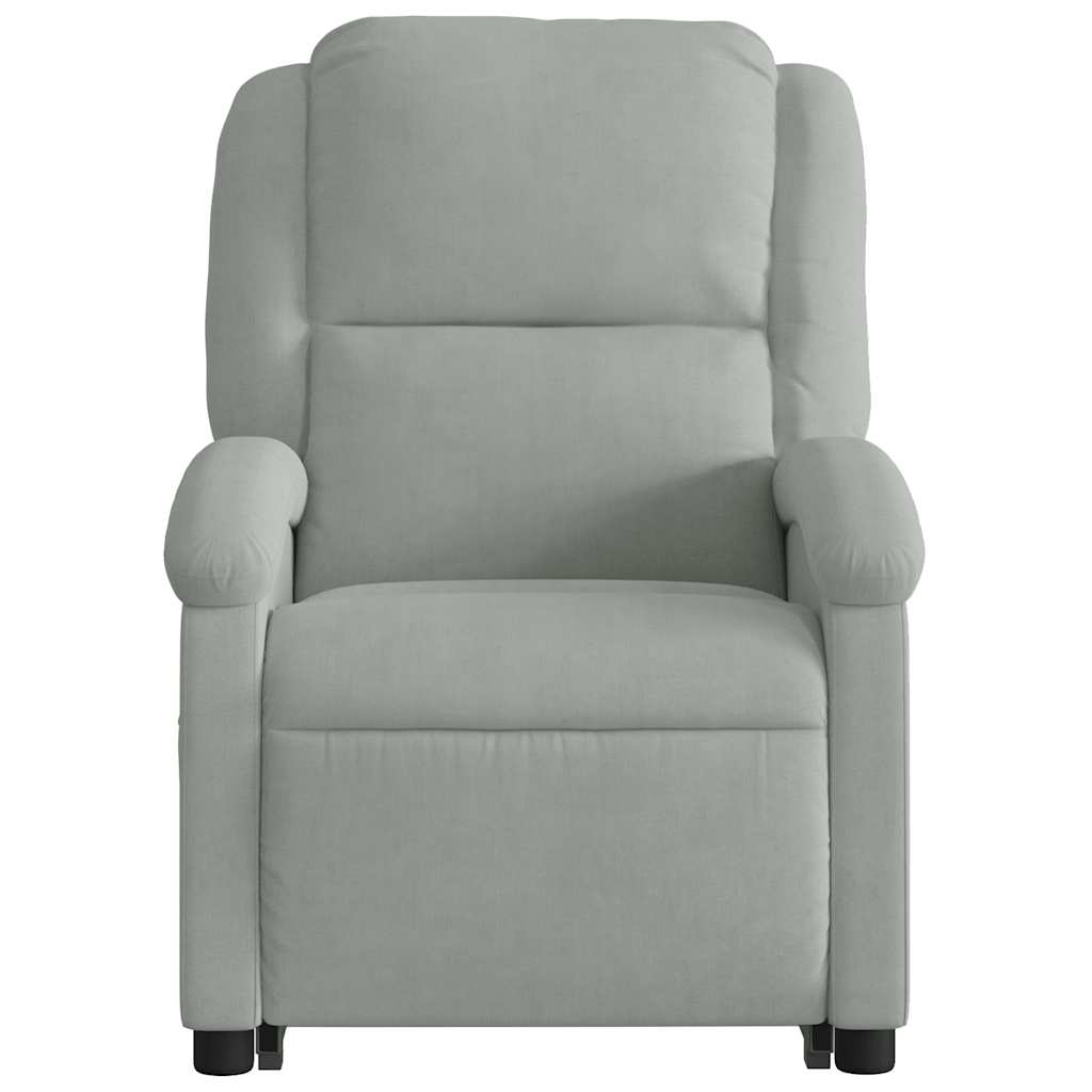 massagestol med løftefunktion velour lysegrå