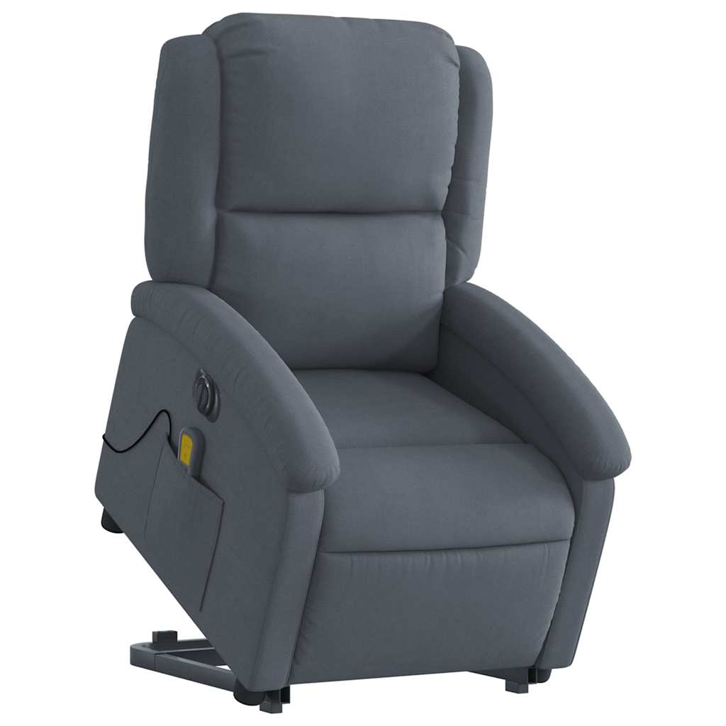 massagestol med løftefunktion velour mørkegrå