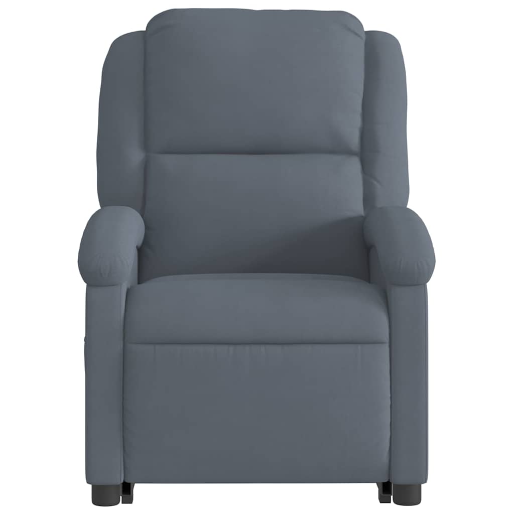 massagestol med løftefunktion velour mørkegrå