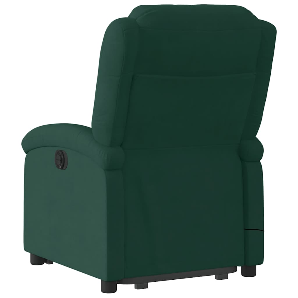 massagestol med løftefunktion velour mørkegrøn