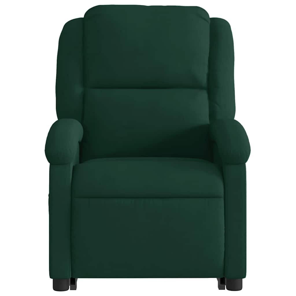massagestol med løftefunktion velour mørkegrøn