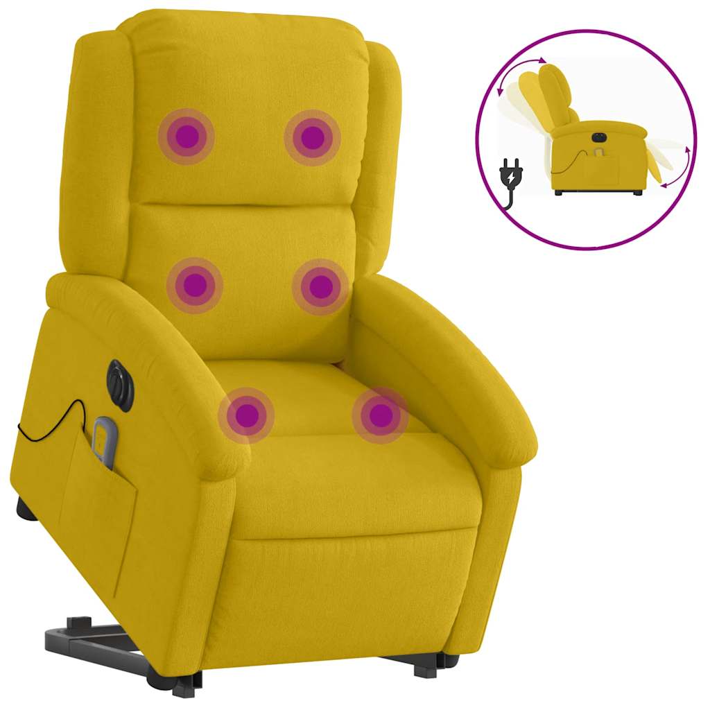 løftestol med massagefunktion velour gul