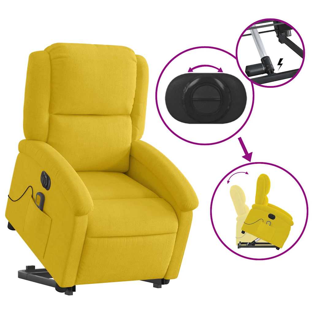 løftestol med massagefunktion velour gul