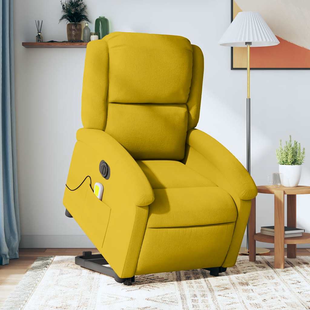 løftestol med massagefunktion velour gul