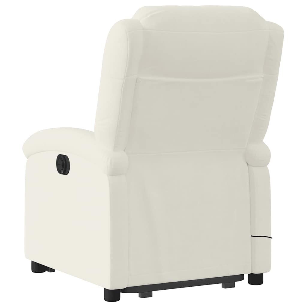 massagestol med løftefunktion velour cremefarvet