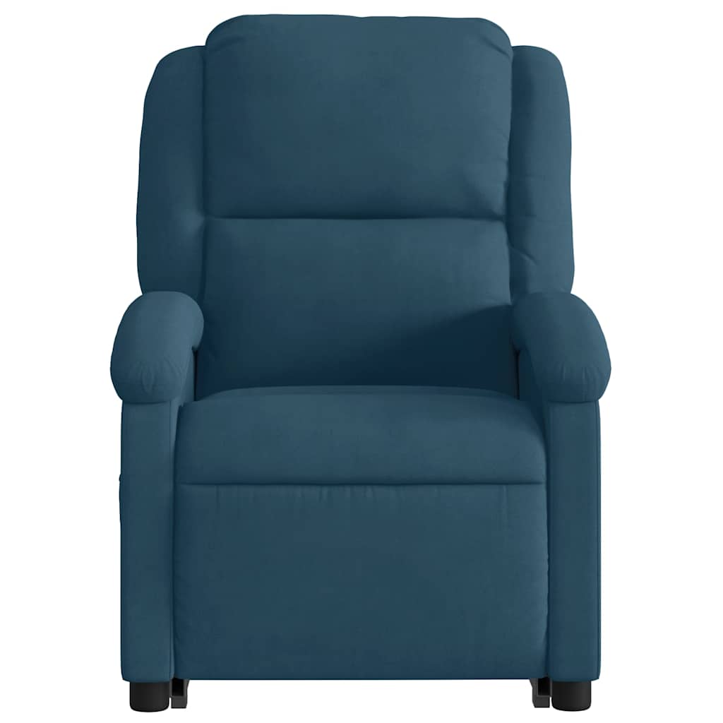 massagestol med løftefunktion velour blå
