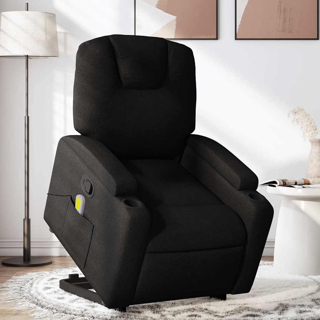 løftestol med massage stof sort