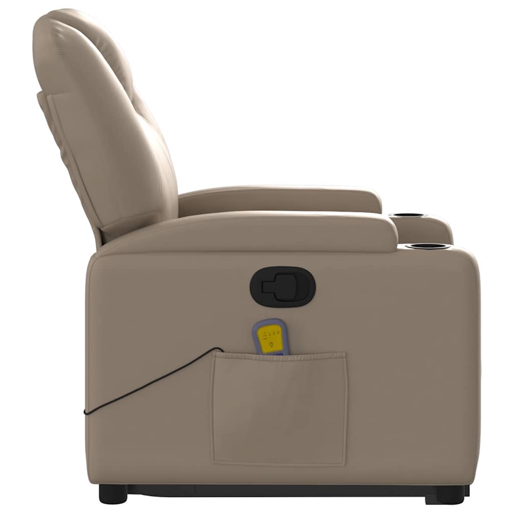løftestol med massagefunktion kunstlæder cappuccino