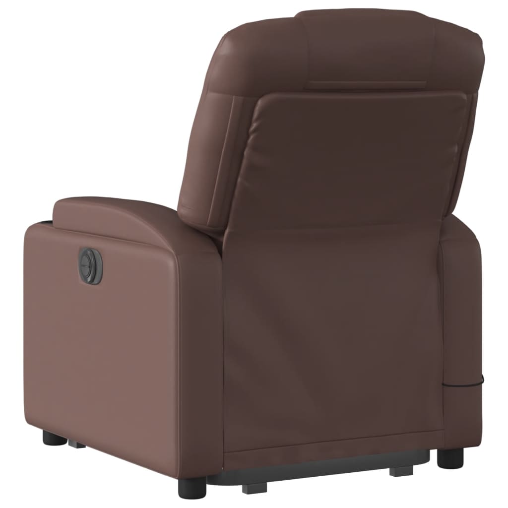 massagestol med løftefunktion kunstlæder brun