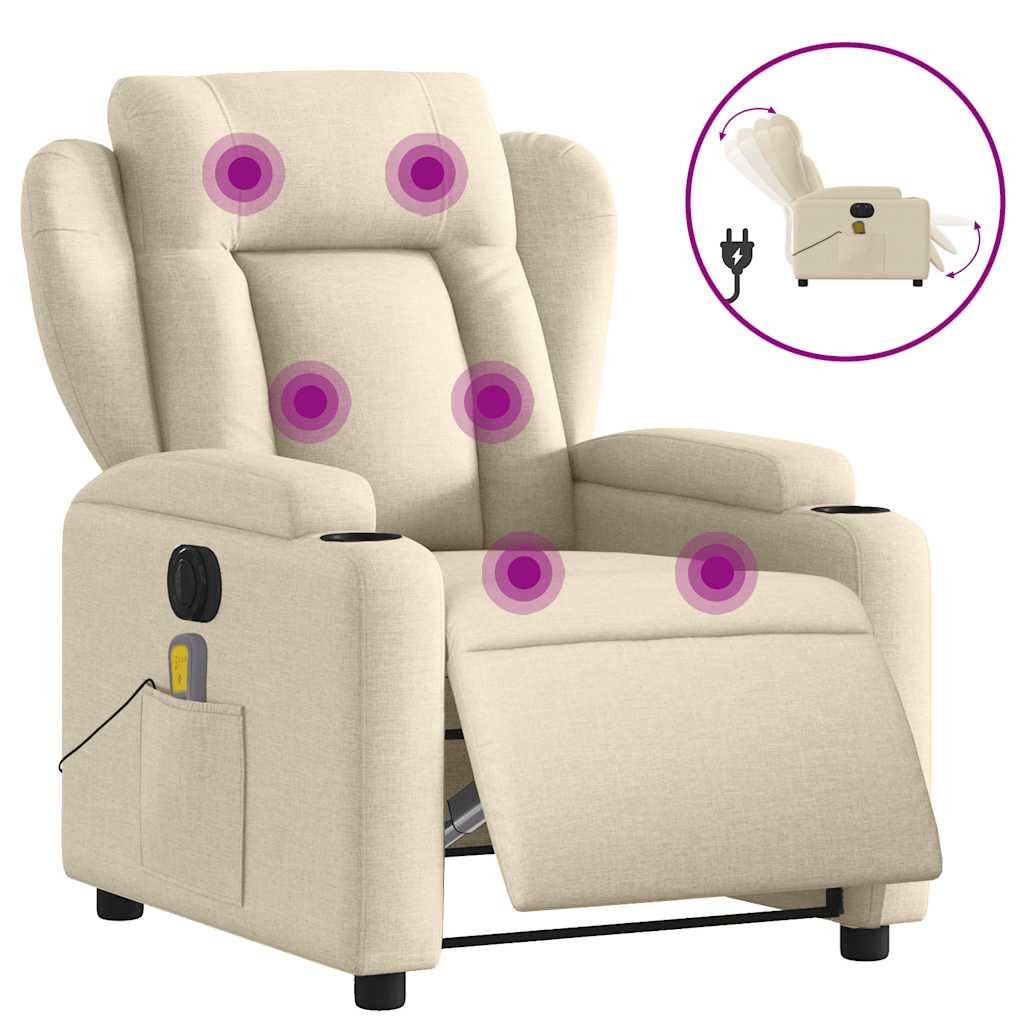 eldrevet massagestol stof cremefarvet