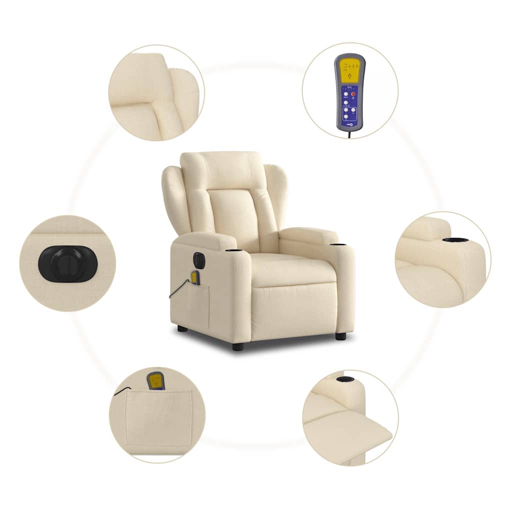 eldrevet massagestol stof cremefarvet
