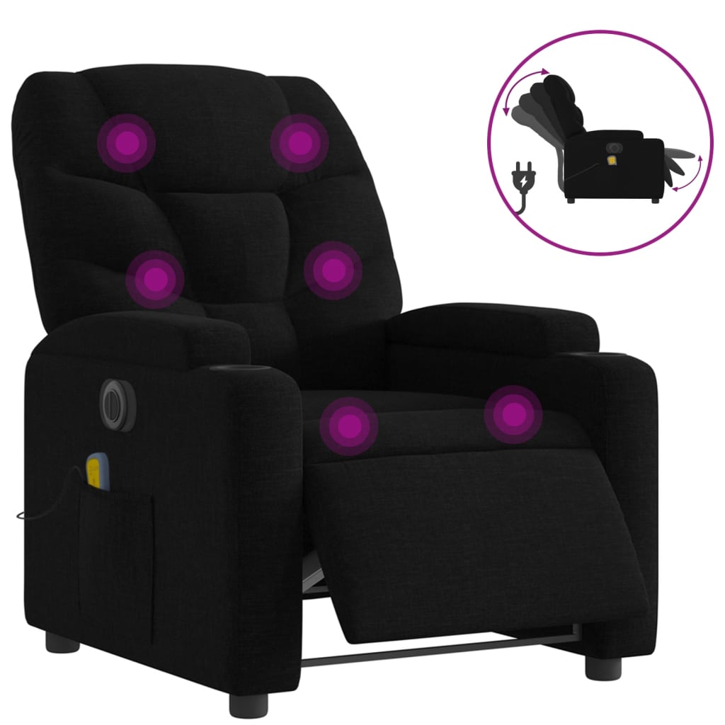 eldrevet massagestol stof sort