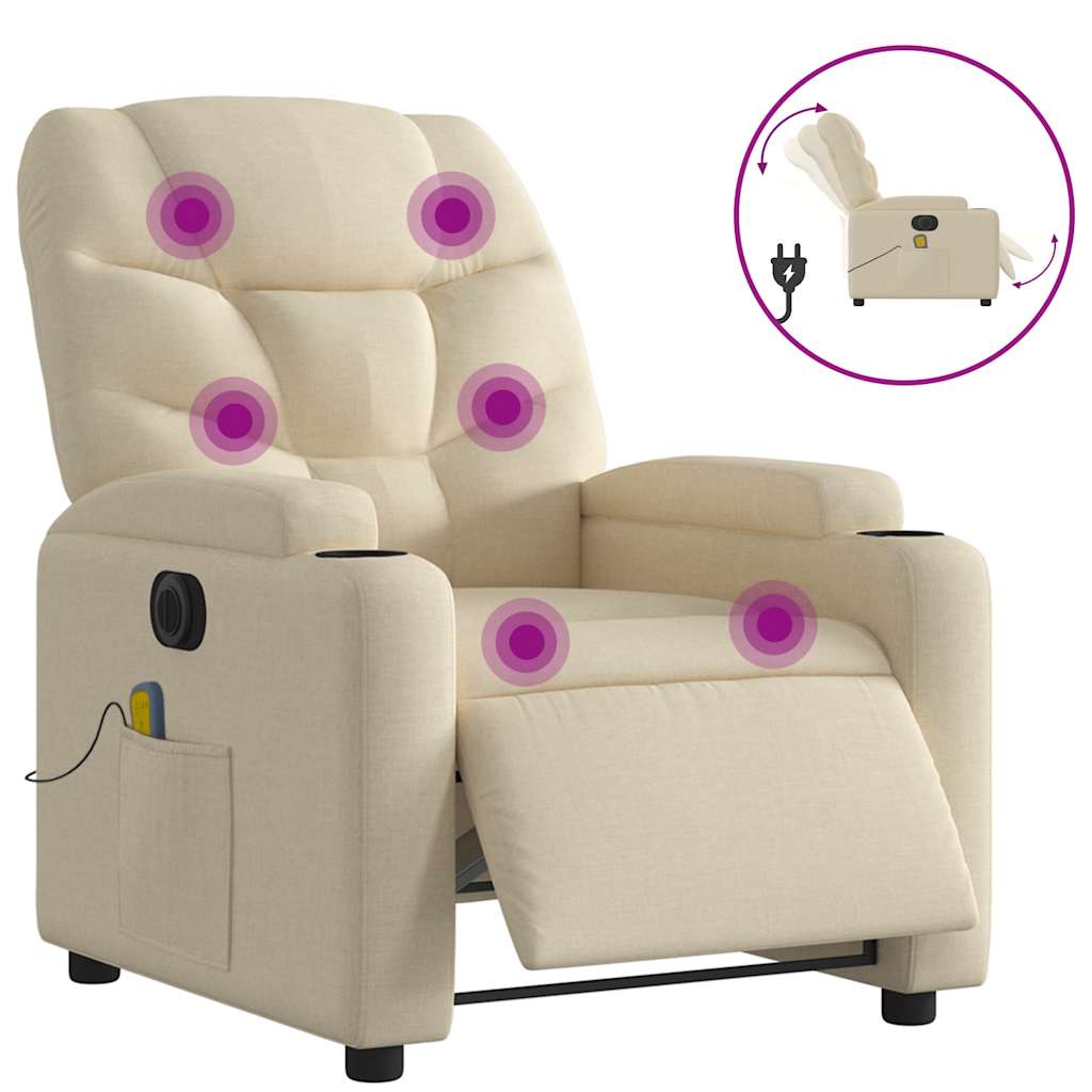 eldrevet massagestol stof cremefarvet