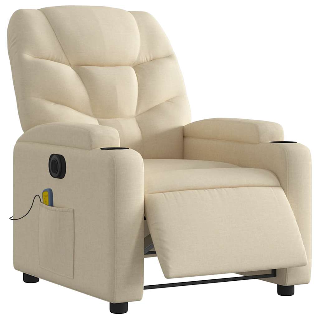 eldrevet massagestol stof cremefarvet