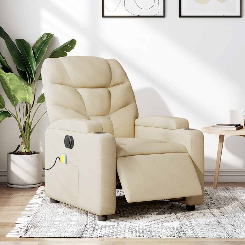 eldrevet massagestol stof cremefarvet