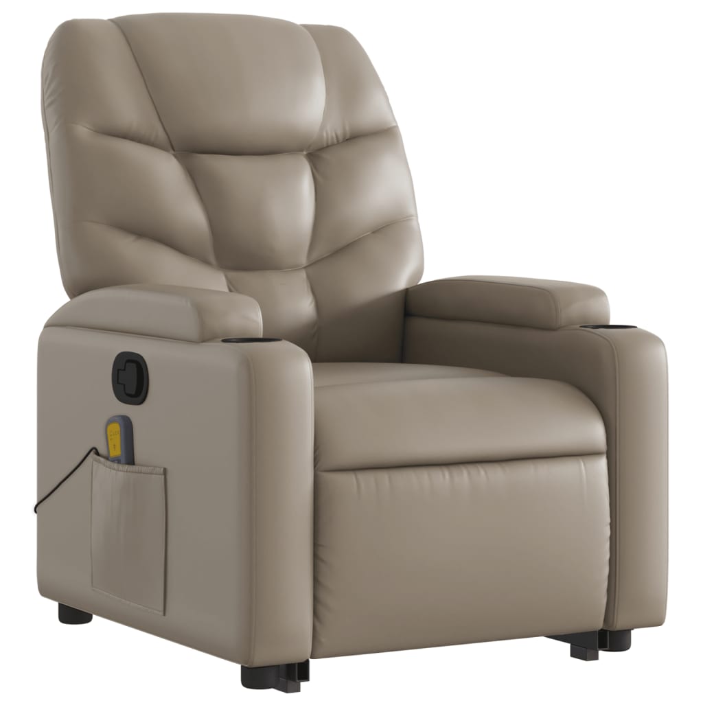 løftestol med massagefunktion kunstlæder cappuccino