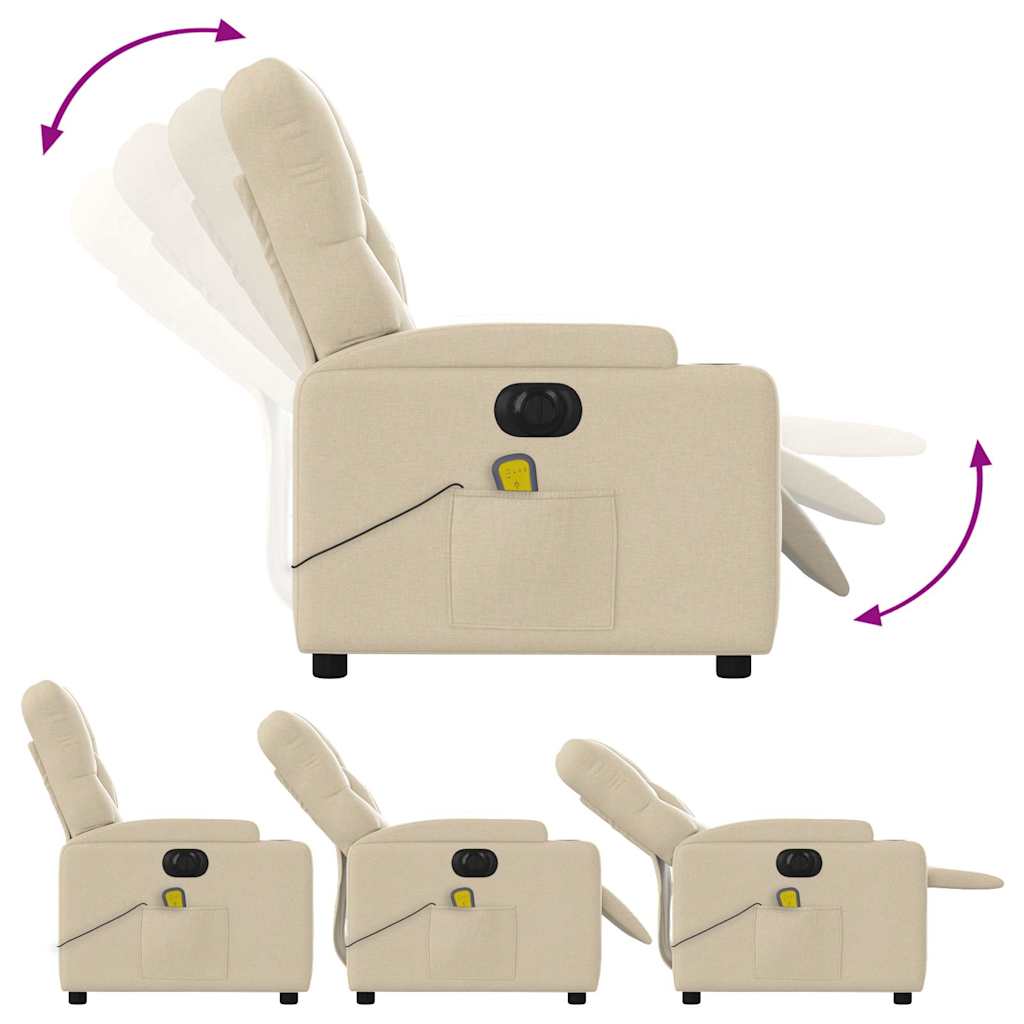 eldrevet massagestol stof cremefarvet