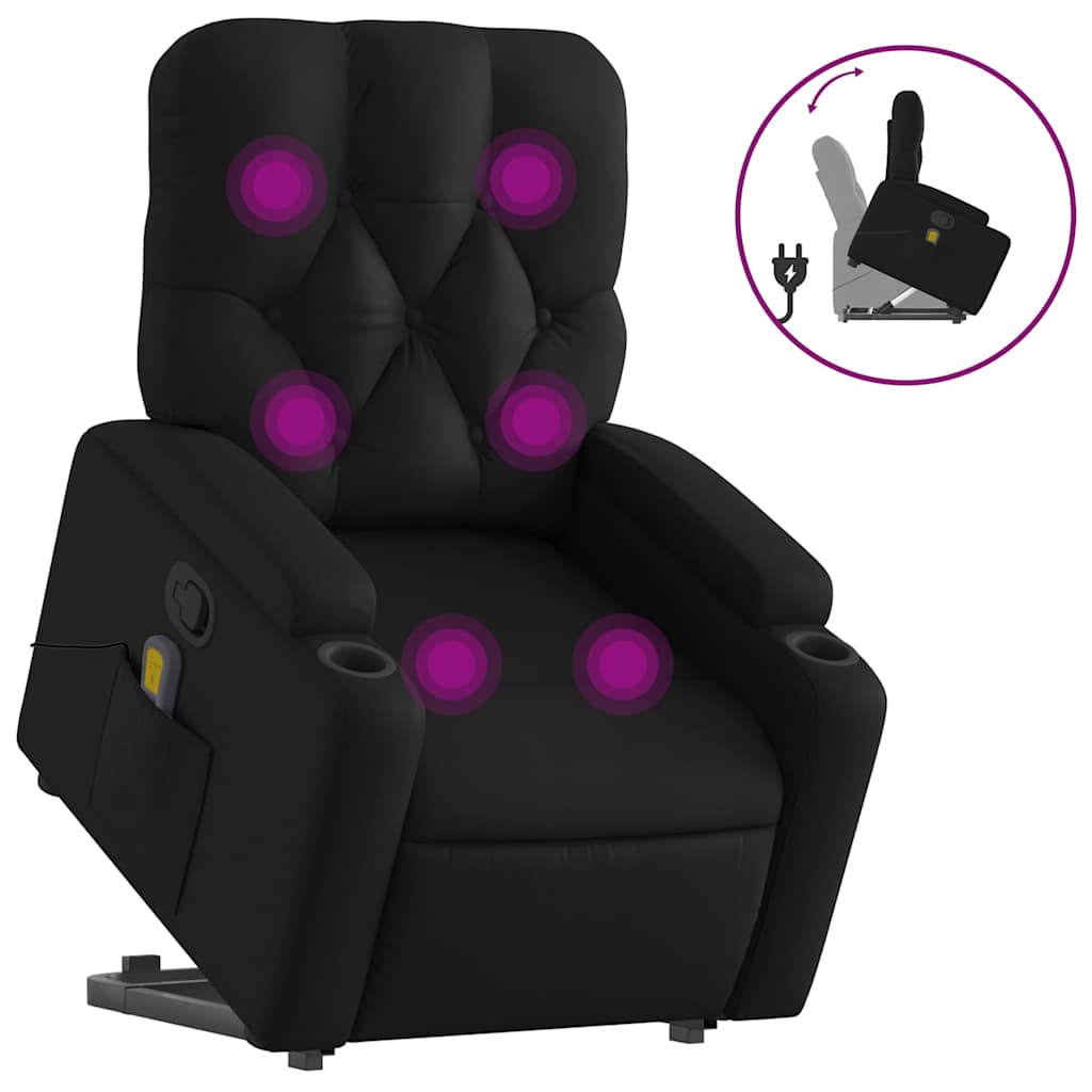 løftestol med massagefunktion kunstlæder sort