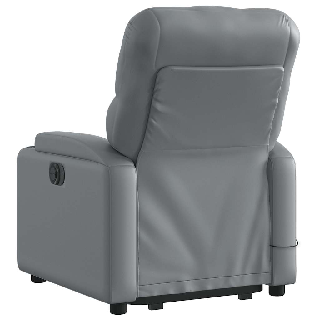 massagestol med løftefunktion kunstlæder grå