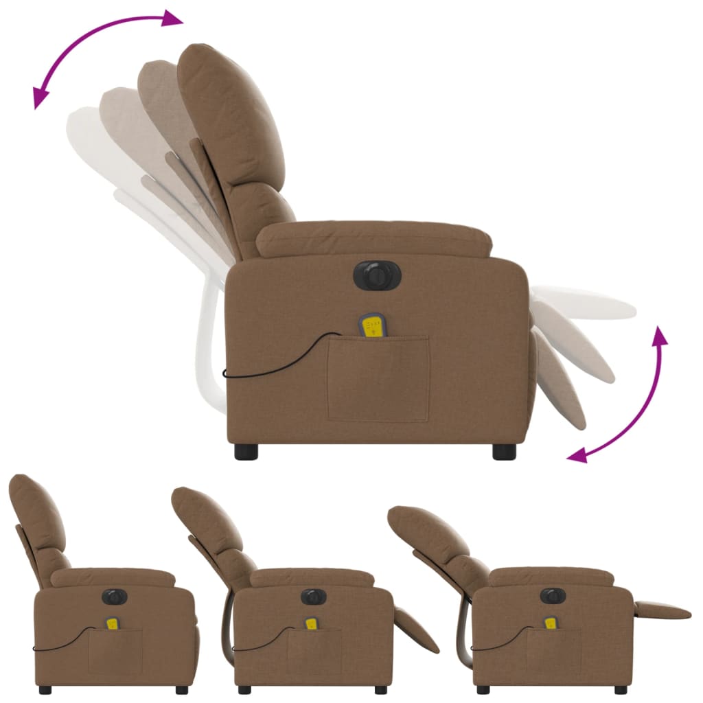 eldrevet massagestol stof brun