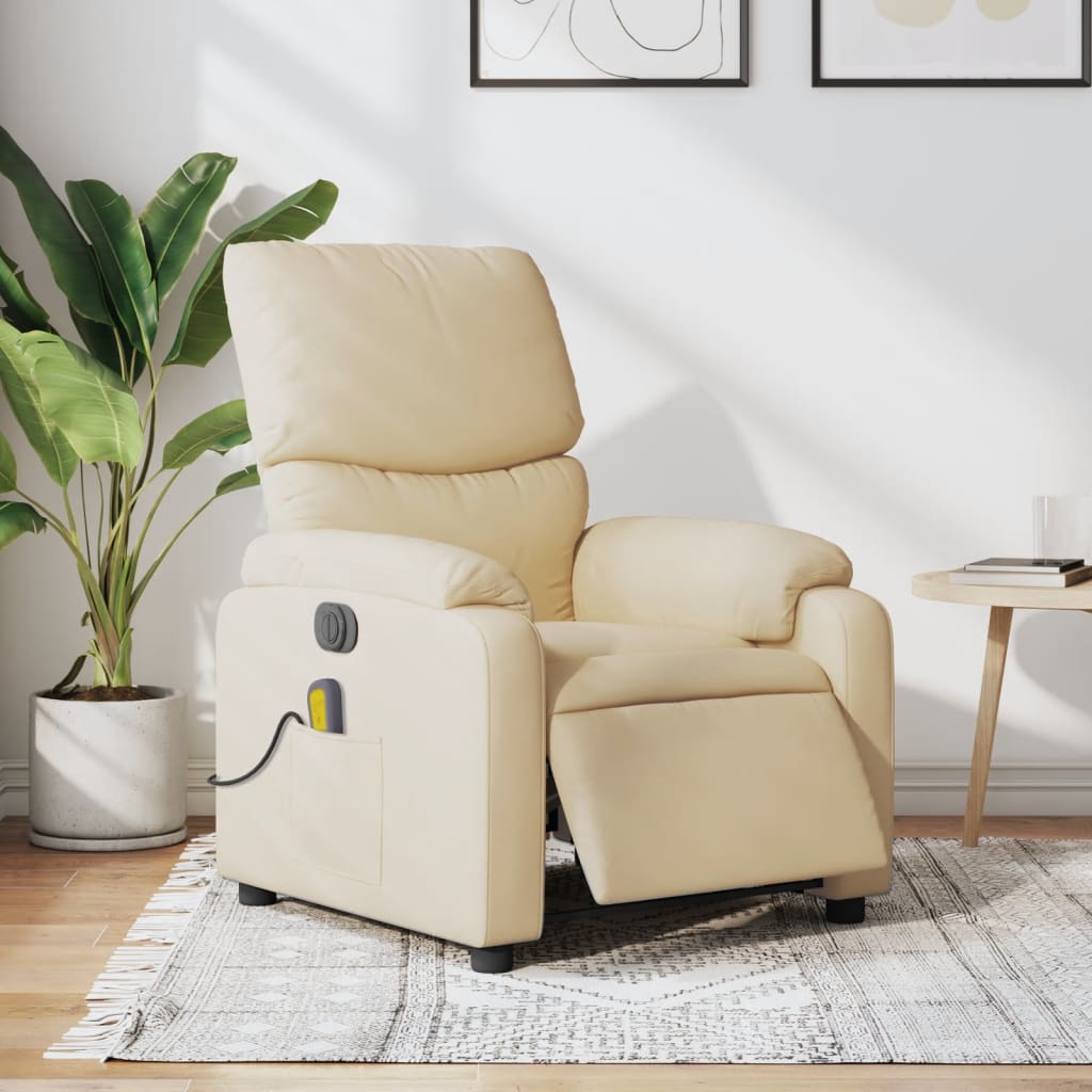 eldrevet massagestol stof cremefarvet
