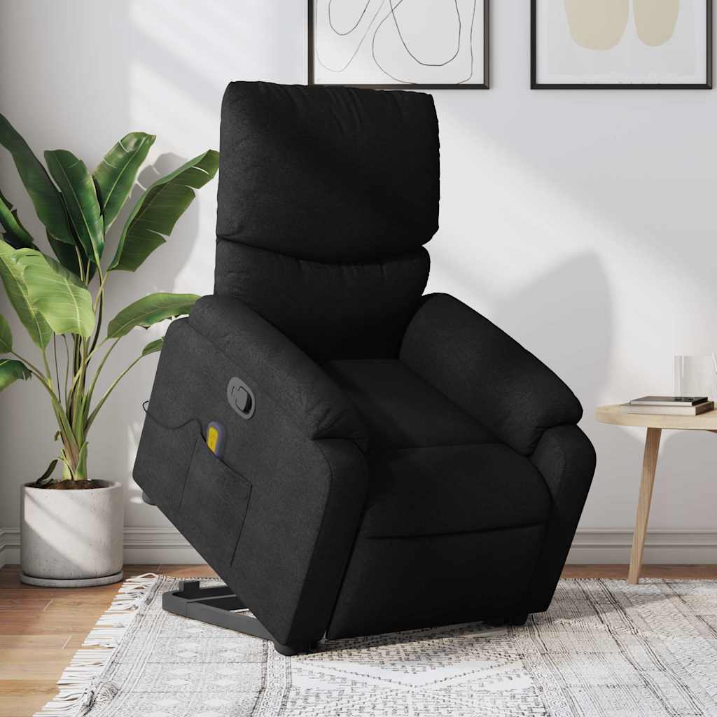 løftestol med massage stof sort