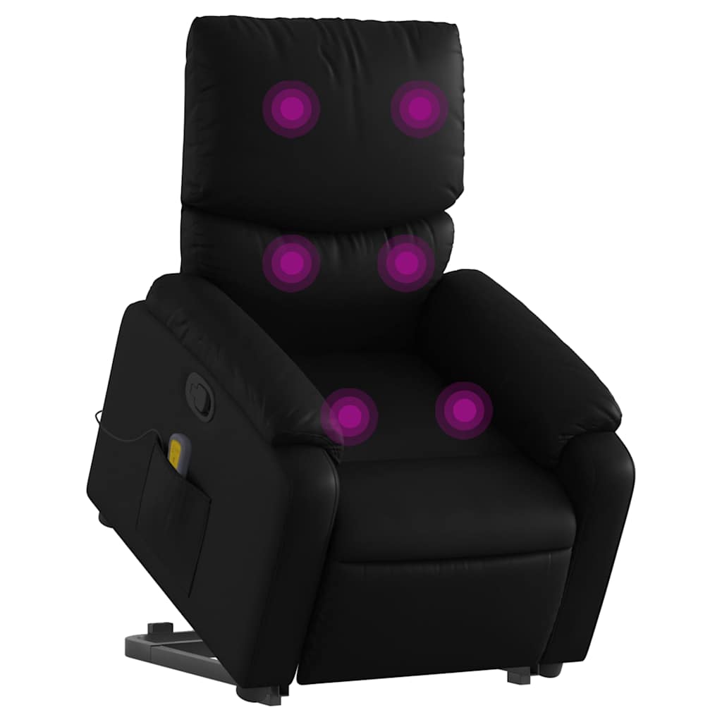 løftestol med massagefunktion kunstlæder sort