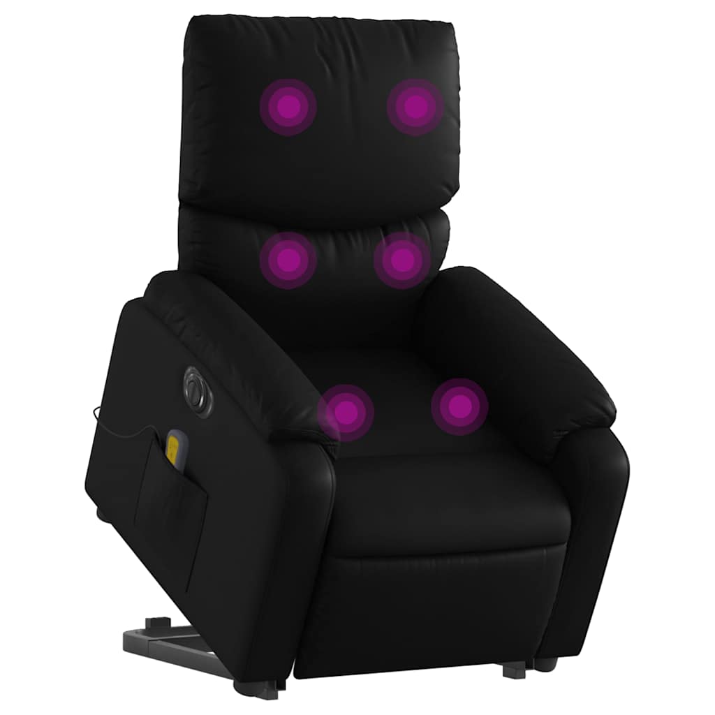 massagestol med løftefunktion kunstlæder sort