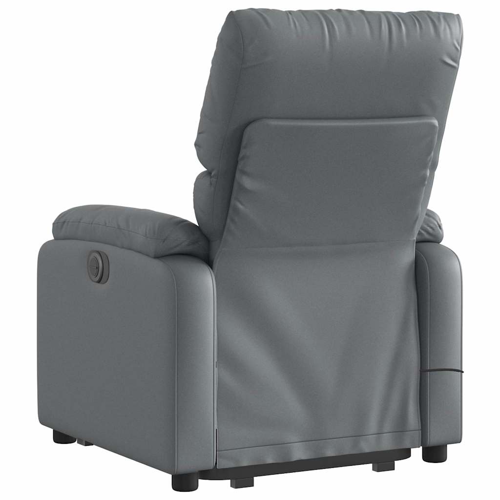 massagestol med løftefunktion kunstlæder grå