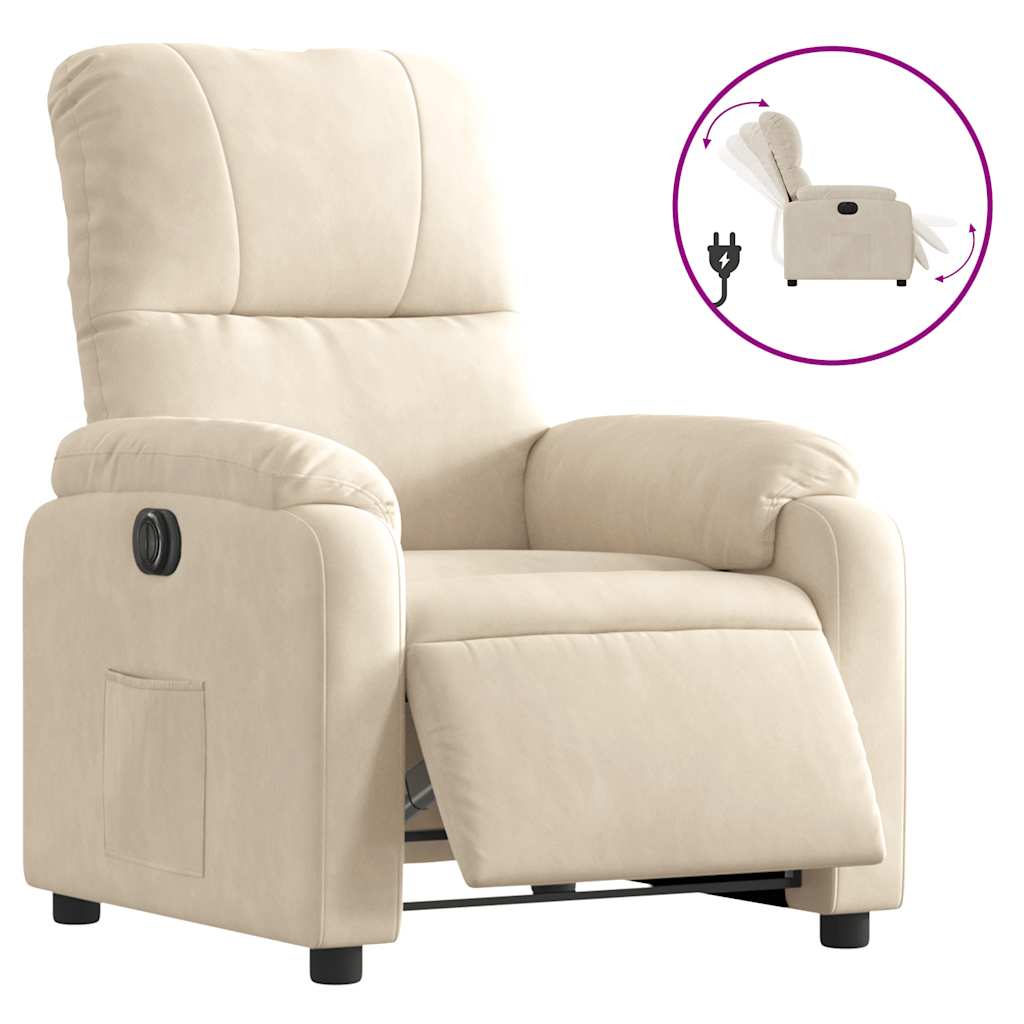 eldrevet lænestol mikrofiberstof beige