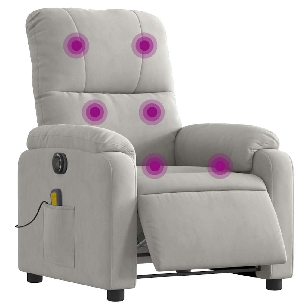 massagestol mikrofiberstof lysegrå