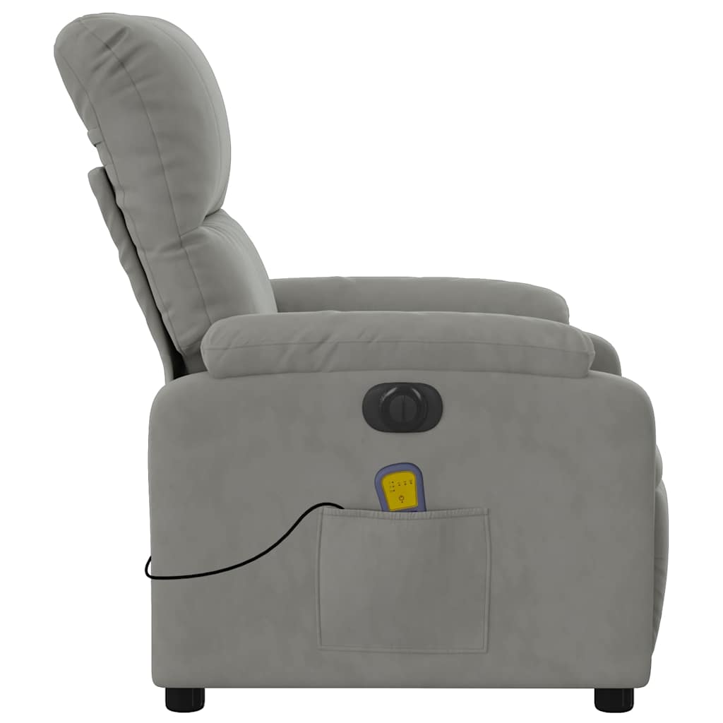 massagestol mikrofiberstof lysegrå