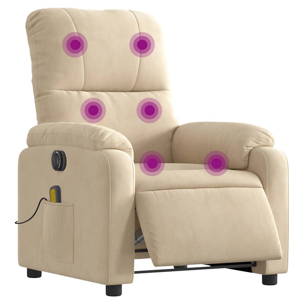 massagestol mikrofiberstof cremefarvet