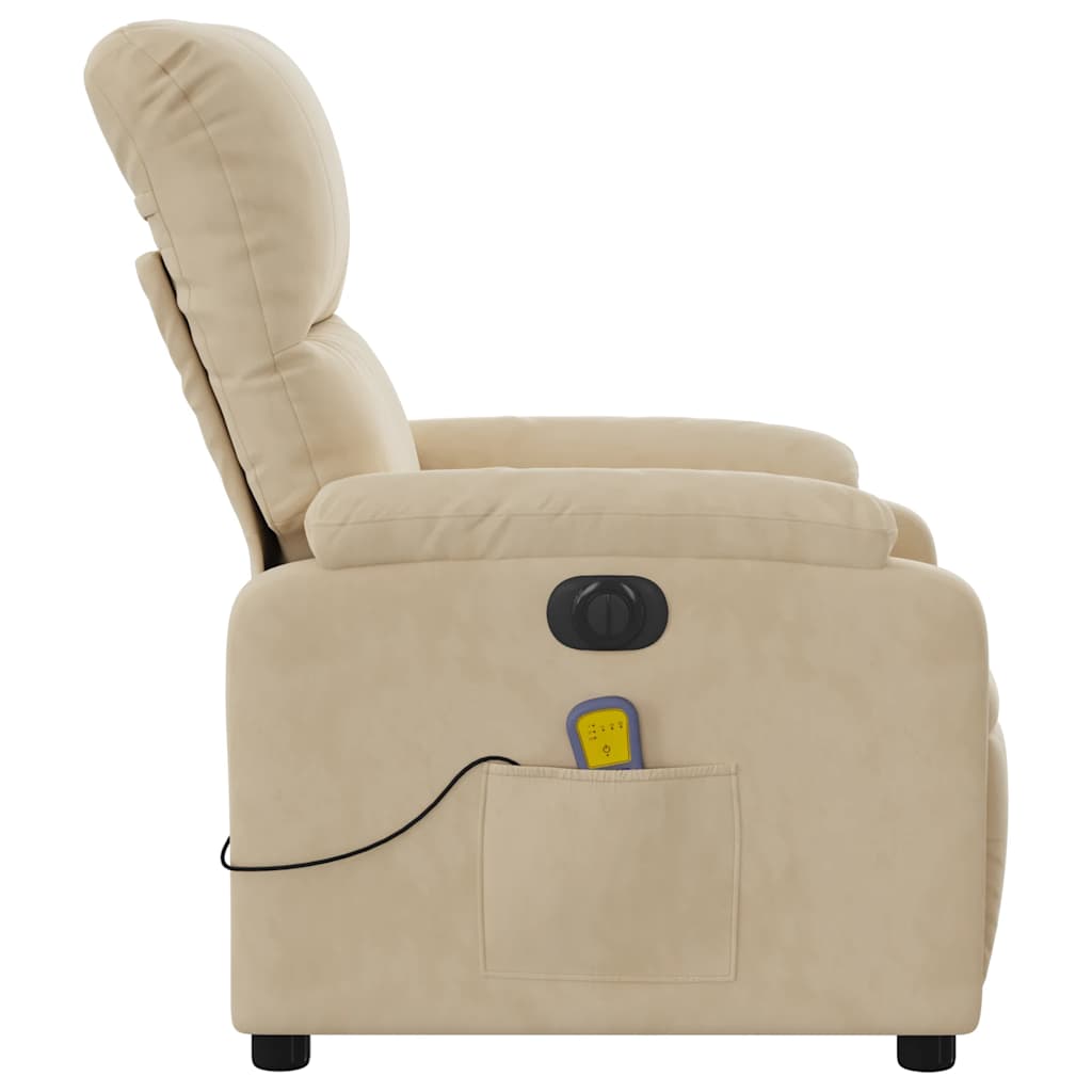 massagestol mikrofiberstof cremefarvet