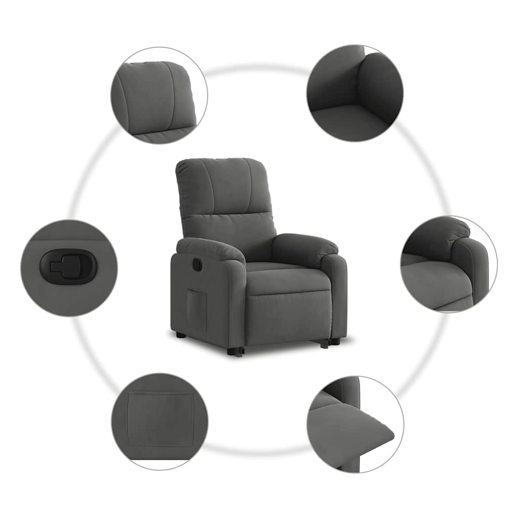løftestol mikrofiberstof mørkegrå