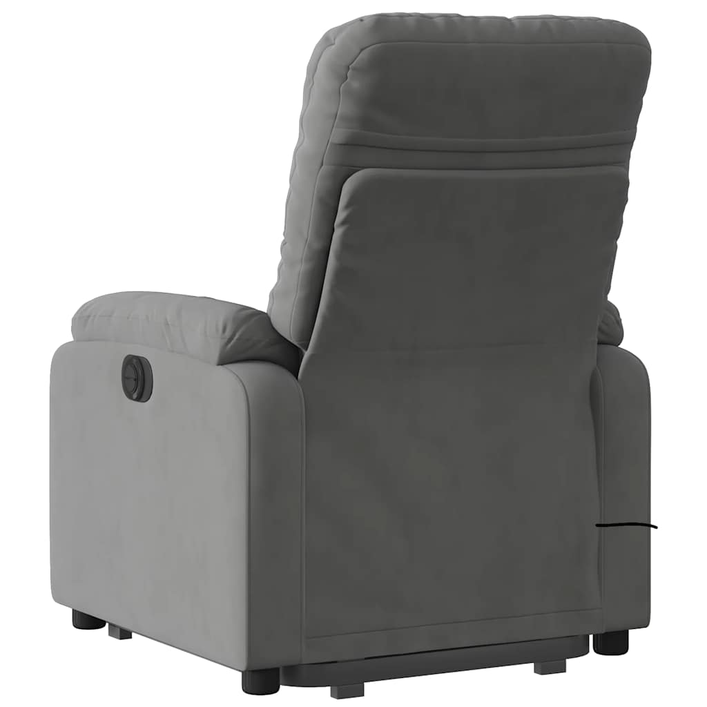 massagestol med løftefunktion mikrofiberstof mørkegrå