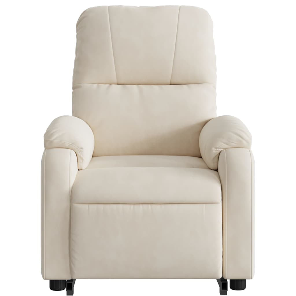 massagestol med løftefunktion mikrofiberstof beige