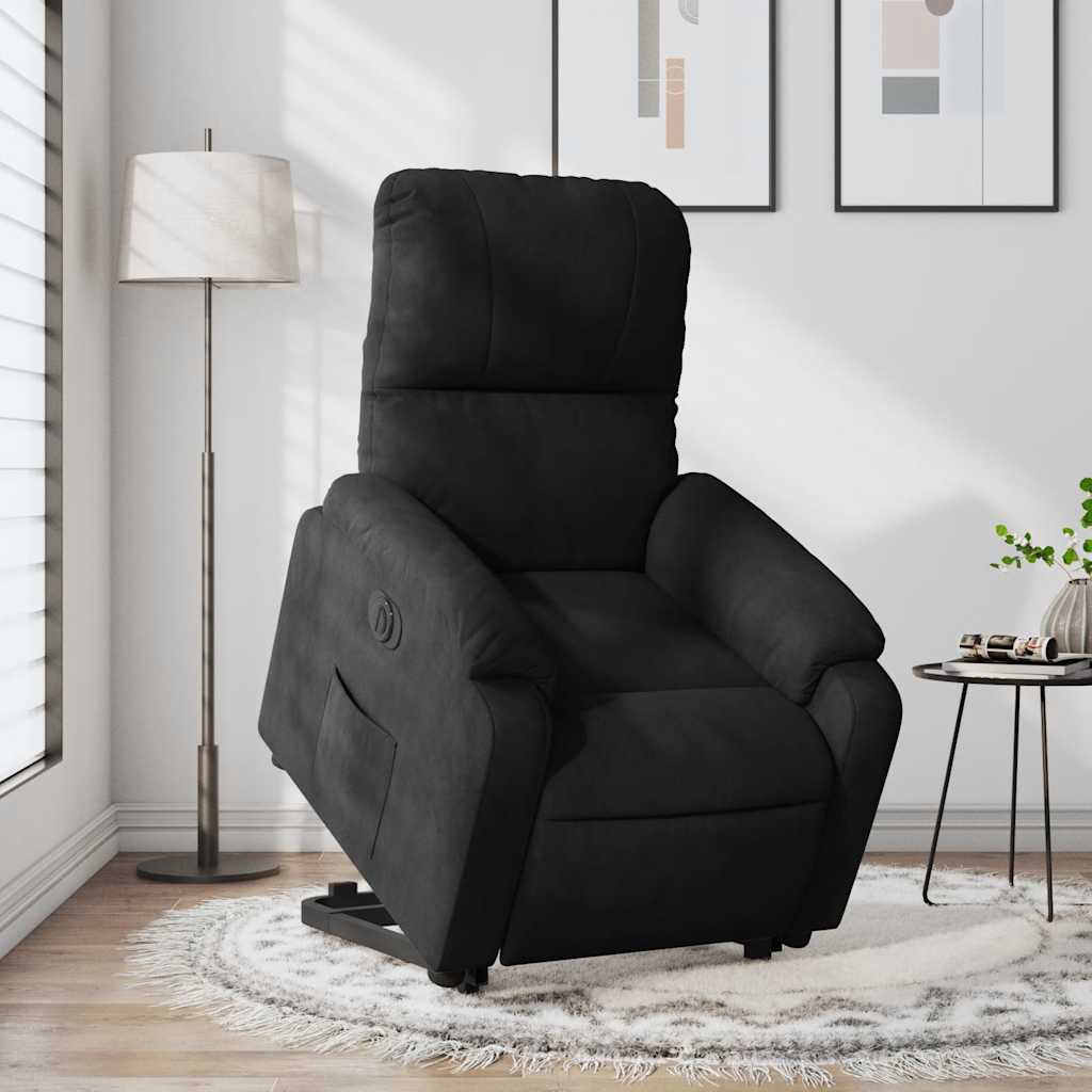 løftestol mikrofiberstof sort