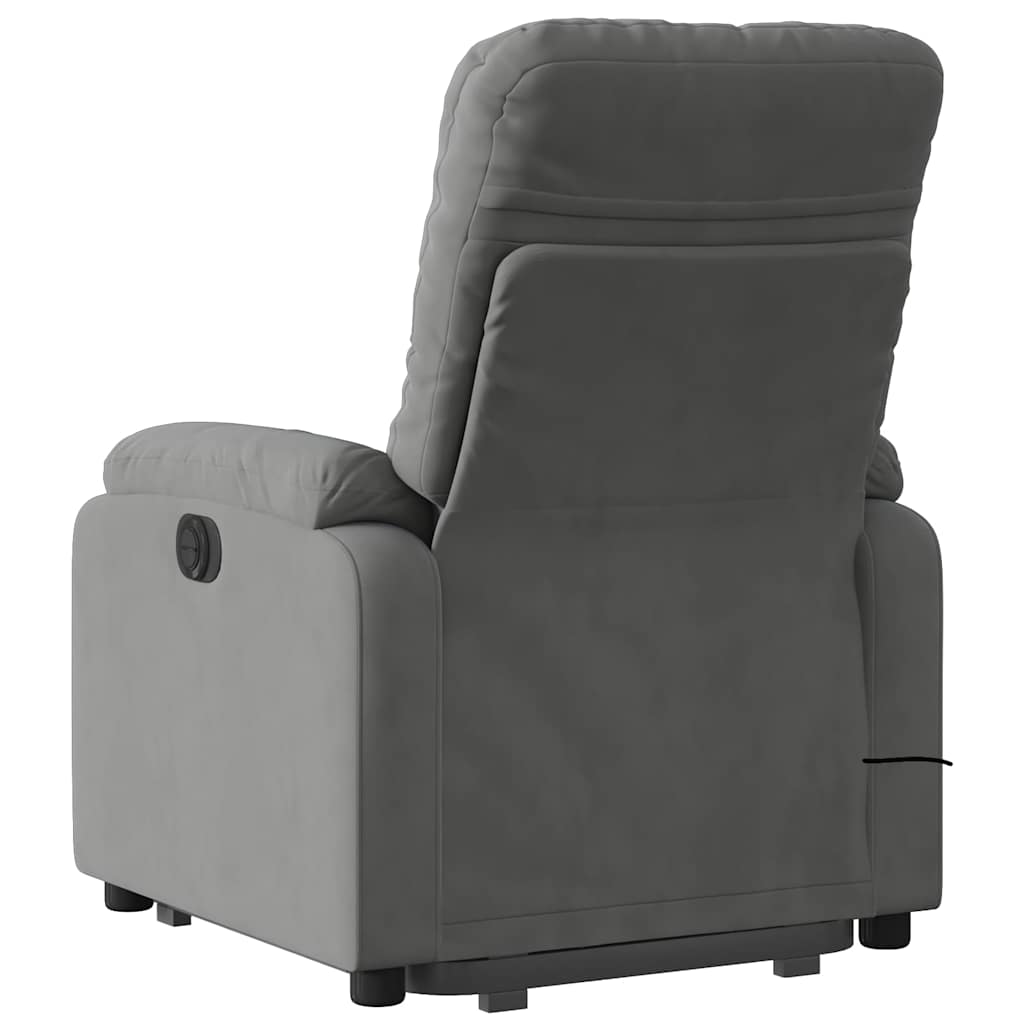 massagestol med løftefunktion mikrofiberstof mørkegrå
