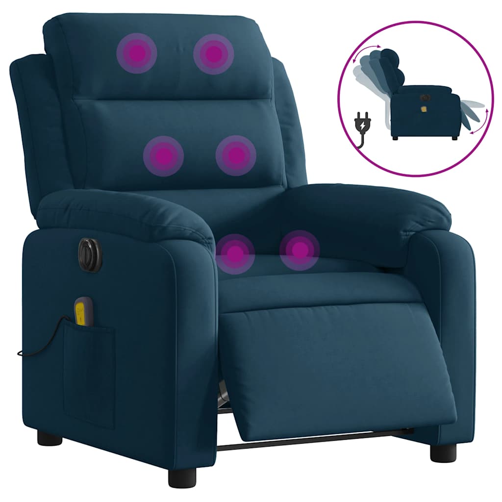 massagestol velour blå