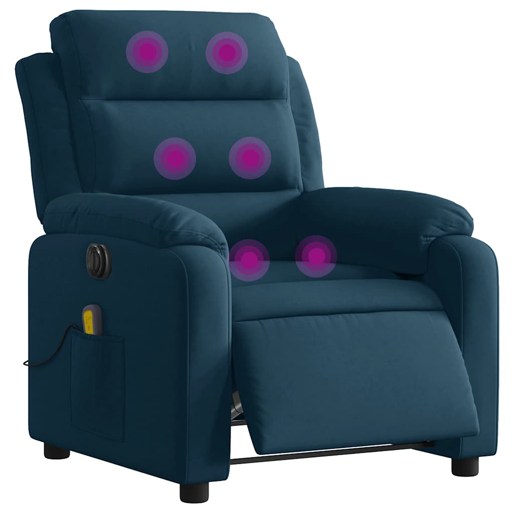 massagestol velour blå