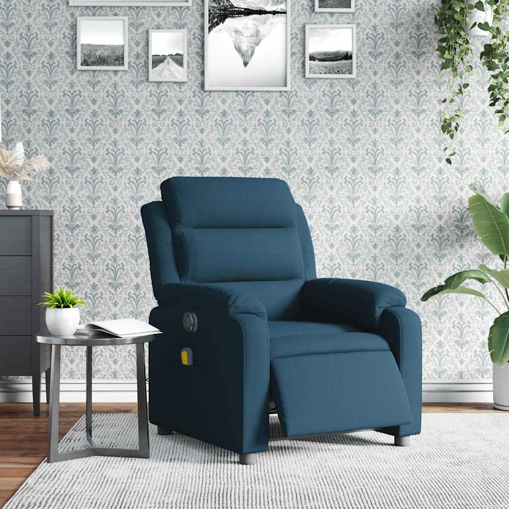 massagestol velour blå