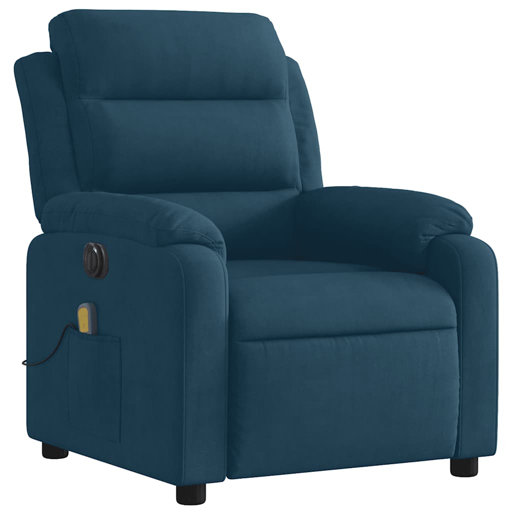 massagestol velour blå