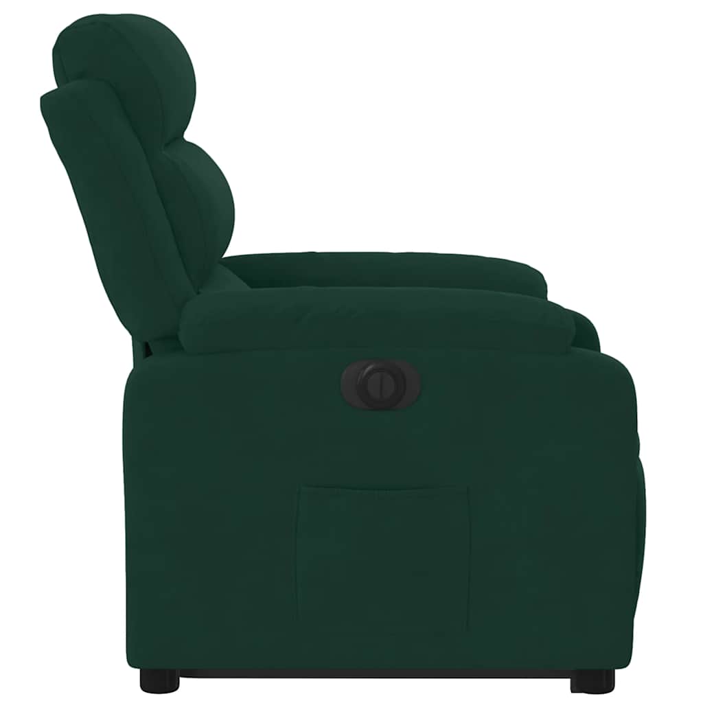 eldrevet lænestol med løftefunktion velour mørkegrøn