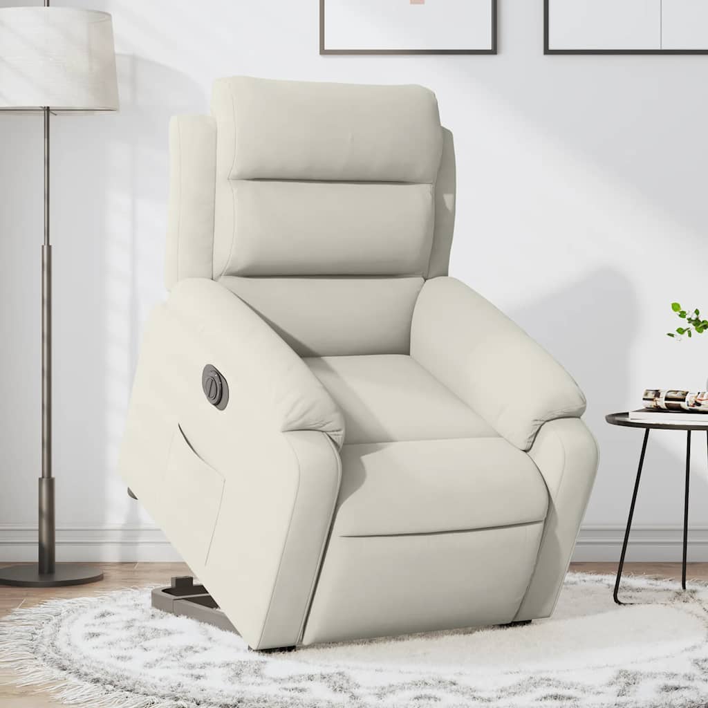lænestol med løftefunktion velour cremefarvet