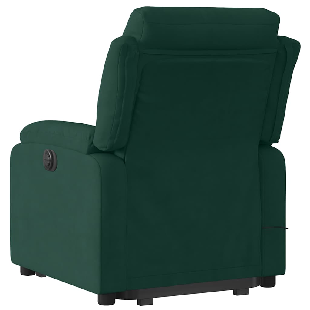 massagestol med løftefunktion velour mørkegrøn