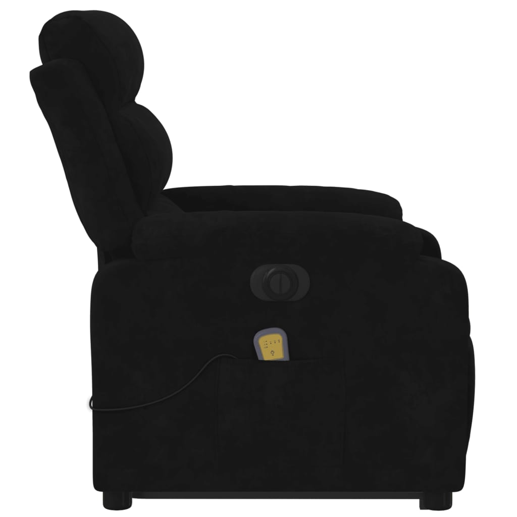 massagestol med løftefunktion velour sort