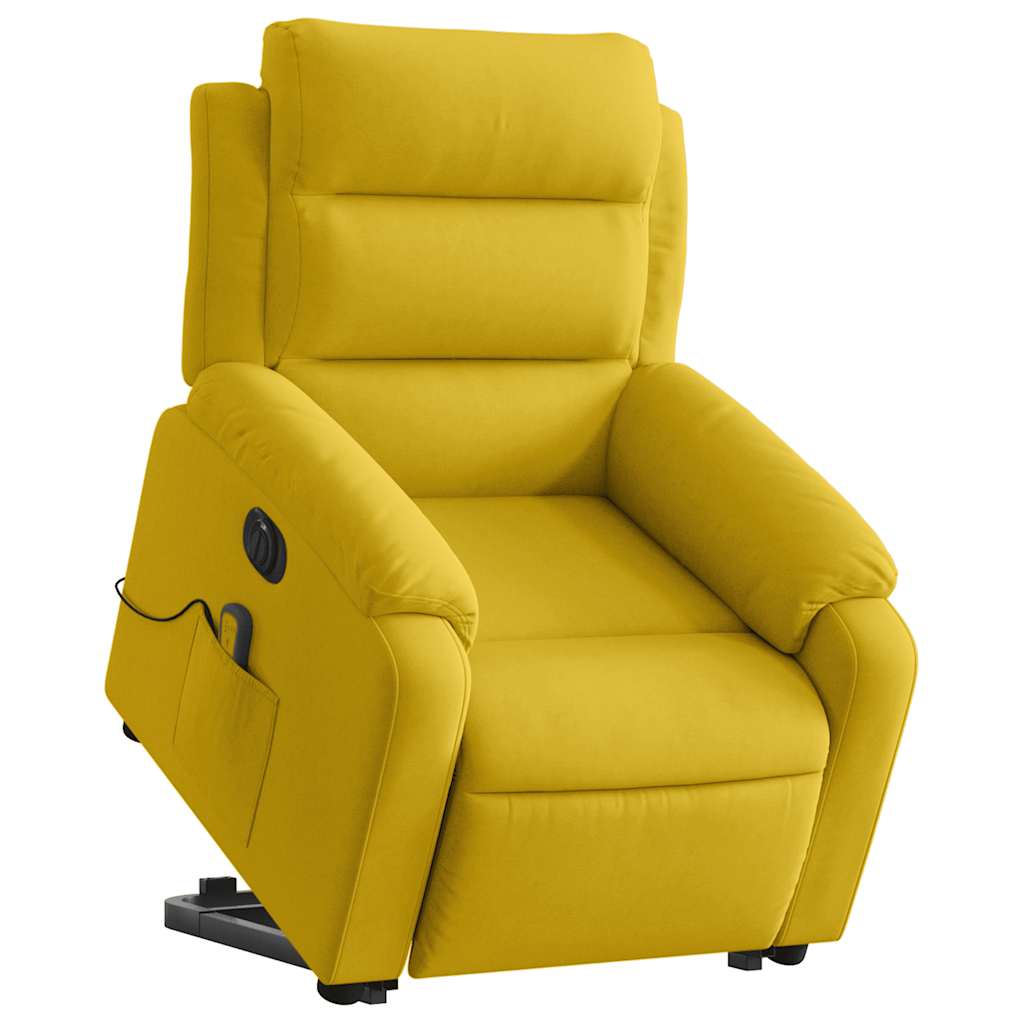 løftestol med massagefunktion velour gul